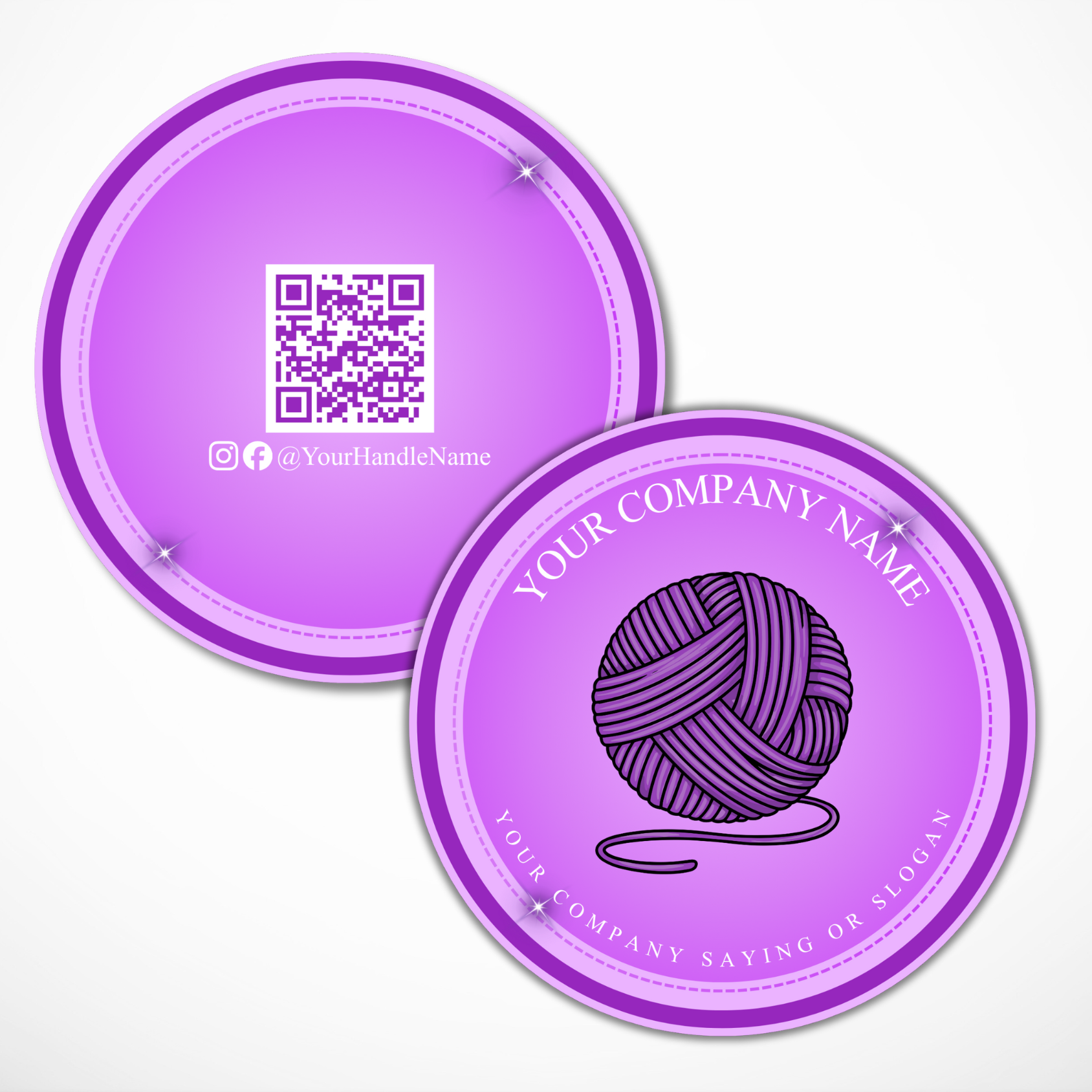 Circle Shaped Knit Yarn - Any Shape Business Cards - Laminated - Double Sided - up to 3.15 inches in size - 1112825