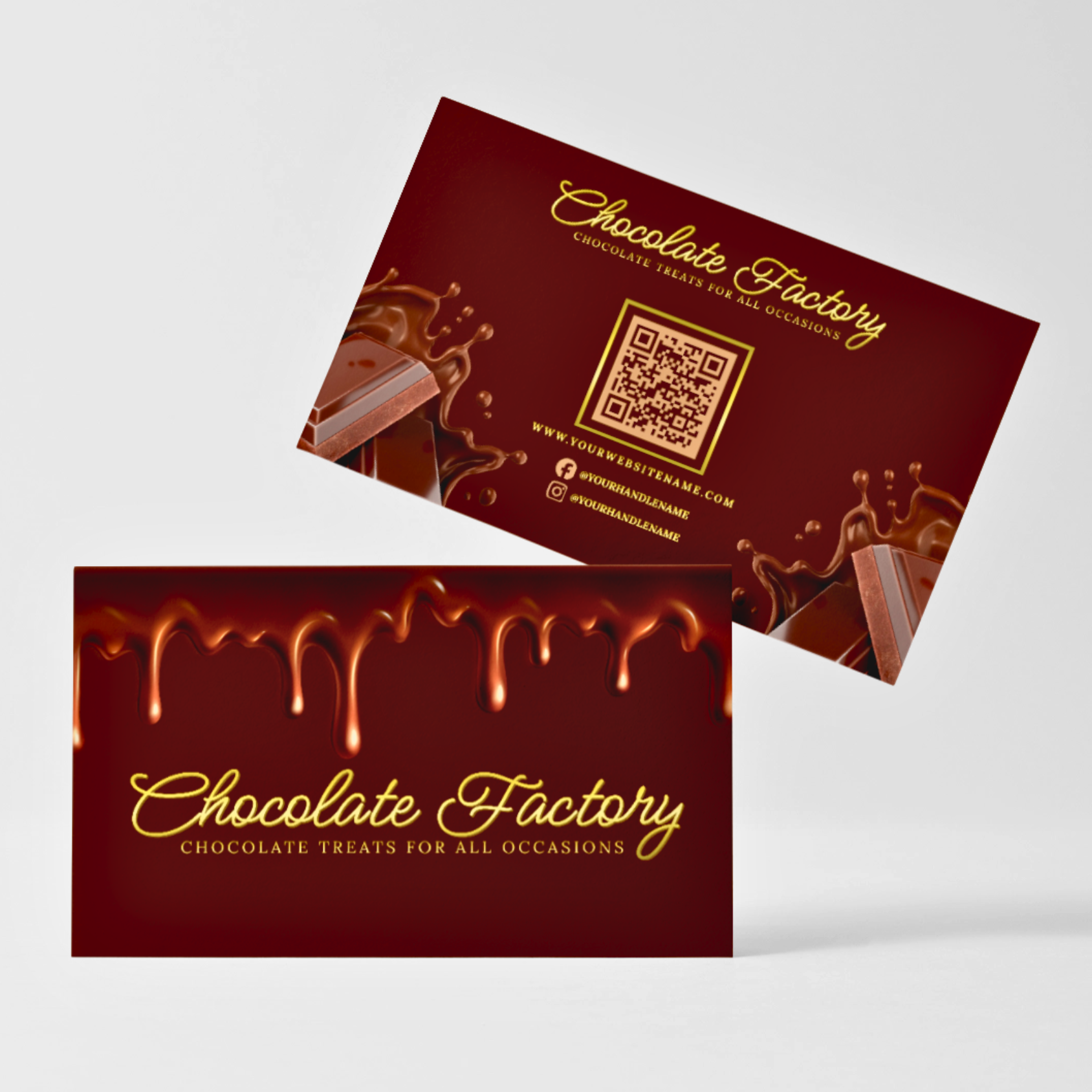 Chocolate Treats Business Card Theme - Double Sided Glossy, 15pt., Full Color, Round Edge Option - Chocolate Factory - 3112325