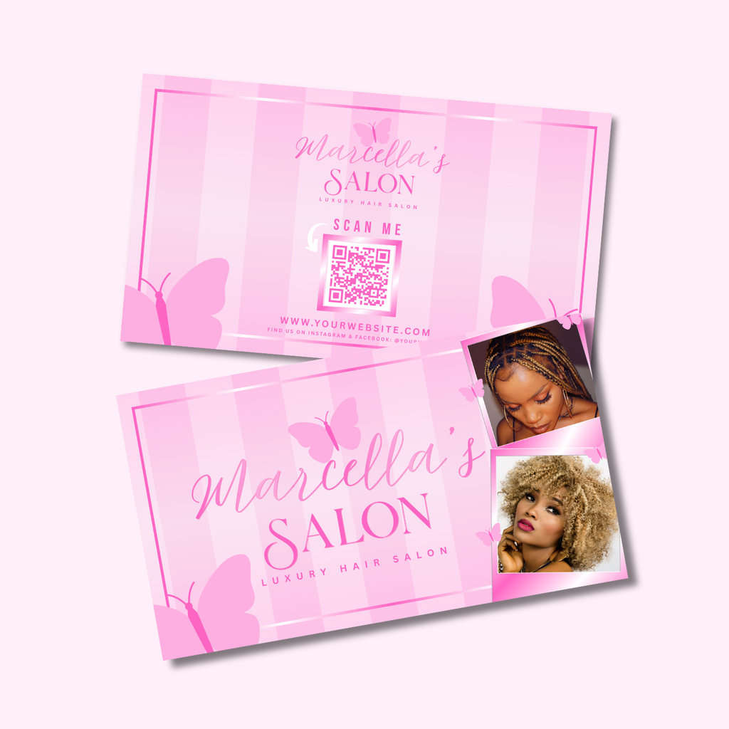 Hair Business Card Theme - Double Sided Glossy, 15pt., Full Color, Round Edge Option - Marcellas Salon - 2112225