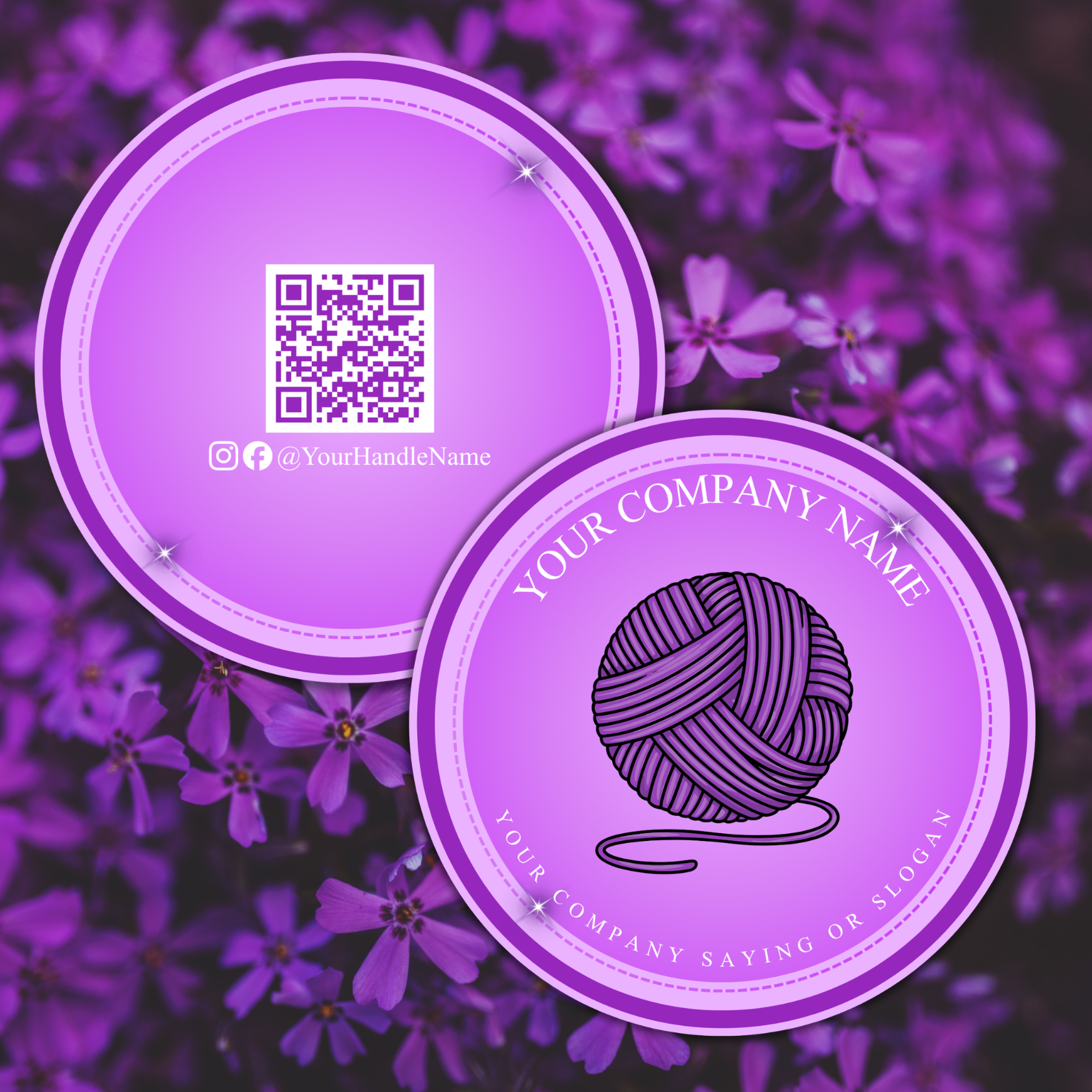 Circle Shaped Knit Yarn - Any Shape Business Cards - Laminated - Double Sided - up to 3.15 inches in size - 1112825