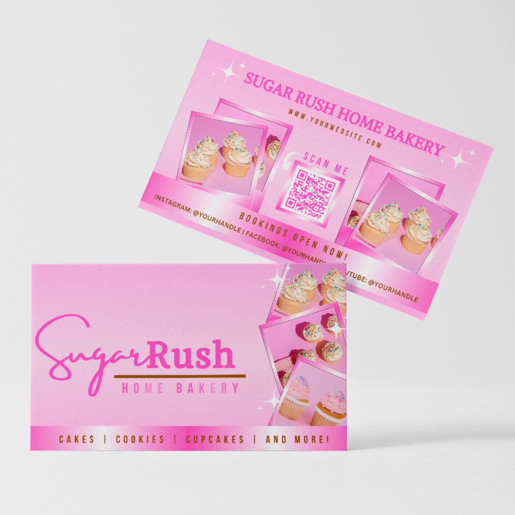Bakery Business Card Theme - Double Sided Glossy, 15pt., Full Color, Round Edge Option - Sugar Rush Home Bakery - 1112225