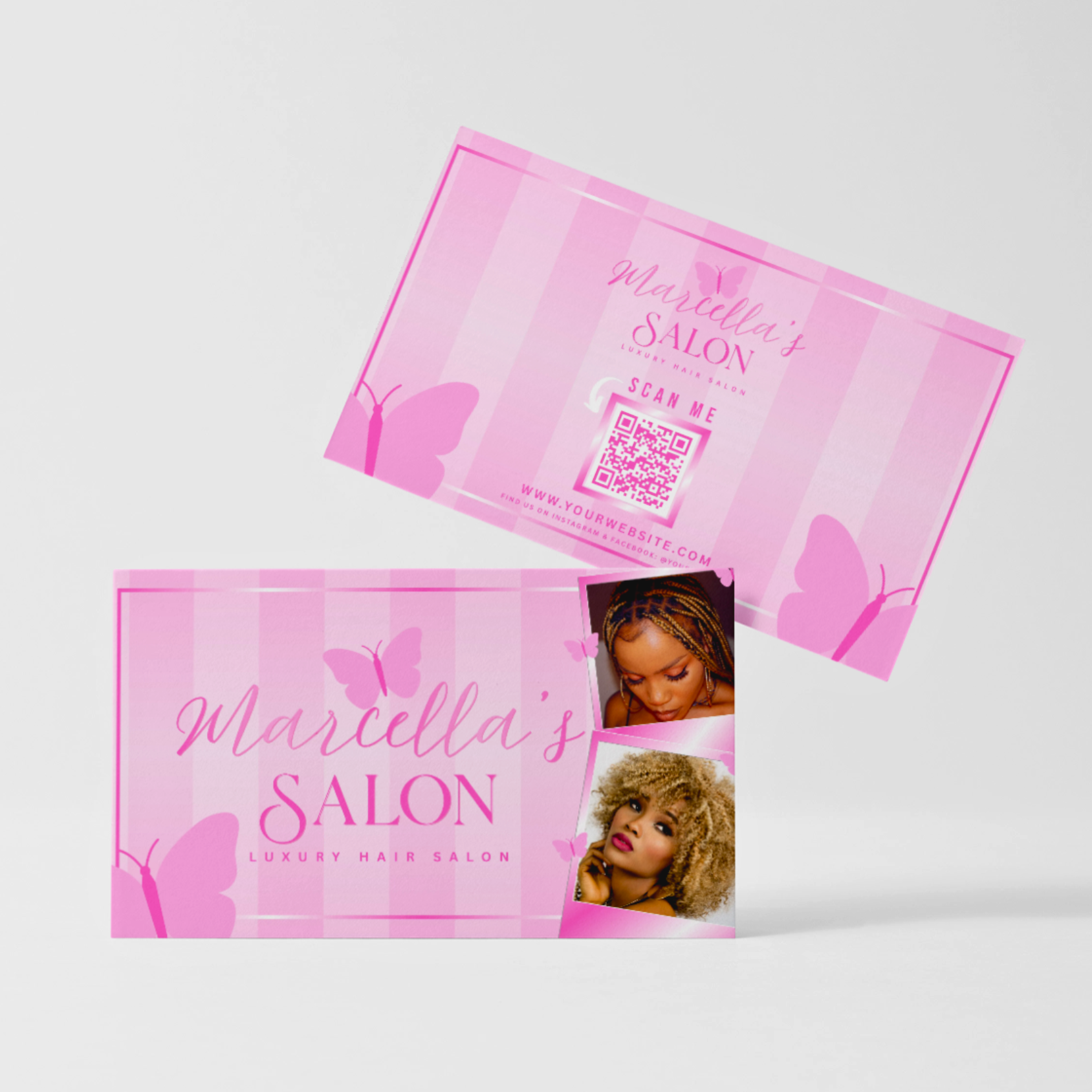 Hair Business Card Theme - Double Sided Glossy, 15pt., Full Color, Round Edge Option - Marcellas Salon - 2112225